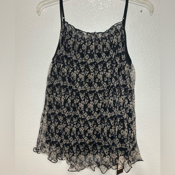 Floral Pleated Camisole Tank Top – Adjustable Spaghetti Straps - Picture 6 of 7